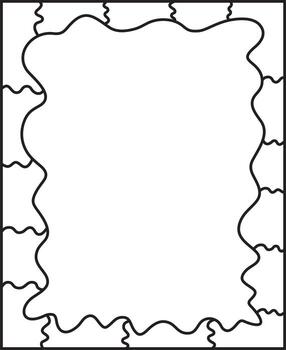 Puzzle silhouette details grid. Mosaic grid with pieces. Cutting template. Scheme of jigsaw thinking game. Modern background with separate shapes. Simple frame tiles. vector