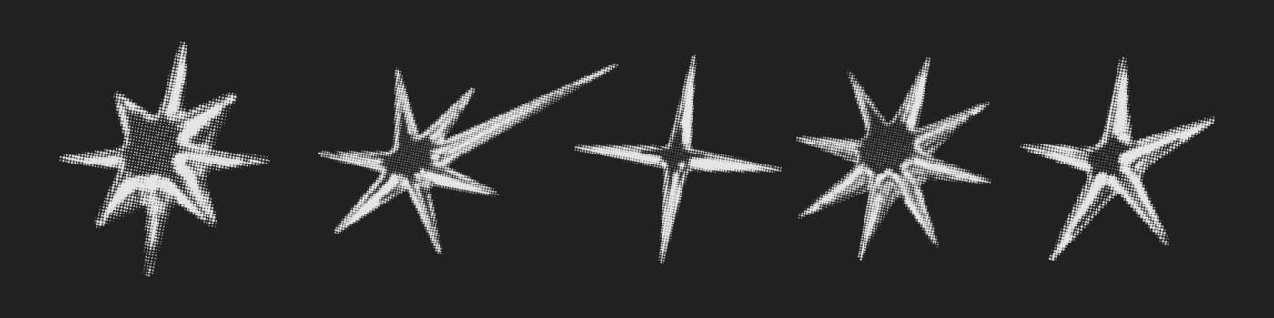 y2k 3d cromo trama de semitonos estrella forma retro resumen elemento ilustración colocar. vector