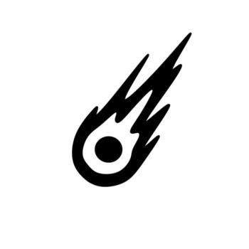 negro ilustración de un meteorito o cometa en movimiento, aislado en blanco, Perfecto para astronomía, ciencia, espacio diseño, y educativo proyectos vector