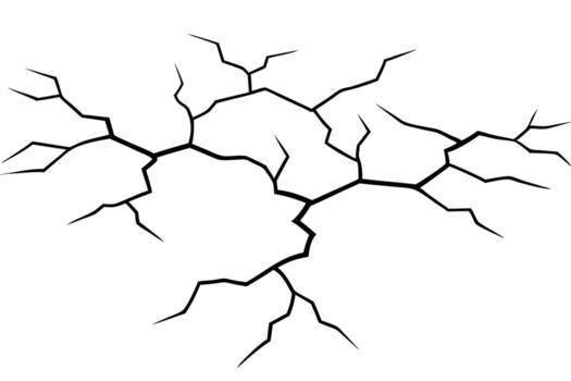 Dramatic Black Crack Illustration Abstract Texture of Fractured Surface, Showing Destructive Power and Ominous Mood on White Background vector