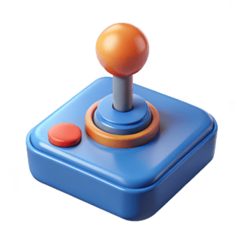 Retro game controller joystick isolated on transparent background png