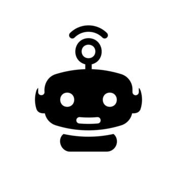 Simple black icon with a theme a bot with a connection to the network vector