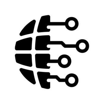 Simple black icon with a theme neural network, internet vector