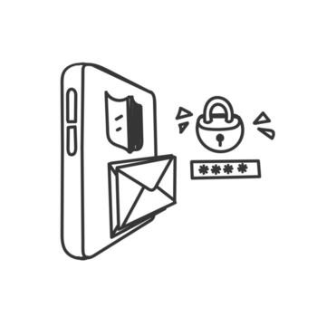 a phone with a lock and an envelope vector