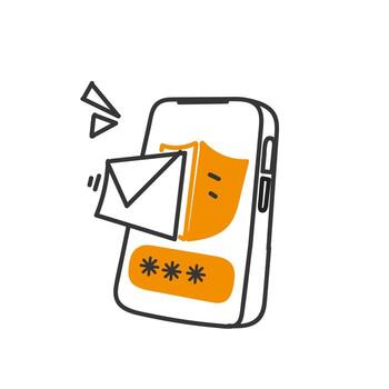 a phone with an envelope on it and a secured message vector