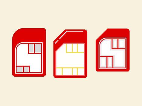 A Set of Red Classic SIM Card Icons for Mobile Technology and Telecommunication Services vector