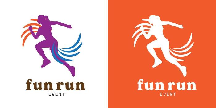 Dynamic running figure logo for outdoor activities vector