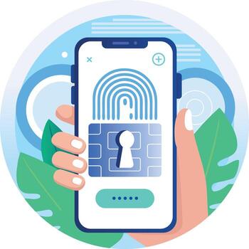 A flat style illustration showing secure access vector