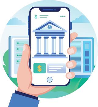 A flat style illustration representing digital banking vector