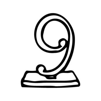 No. 9 on a stand, number 9 for the guest table - hand drawn line sketch vector