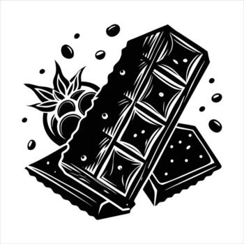 Chocolate bars with bite marks and nuts vector