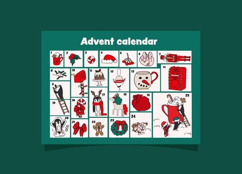 linda adviento calendario vector