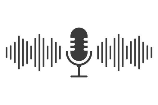 Podcast icon audio voice record, music wave. Microphone symbol, talk, speech. Voice record button or audio call. Retro icon. vector
