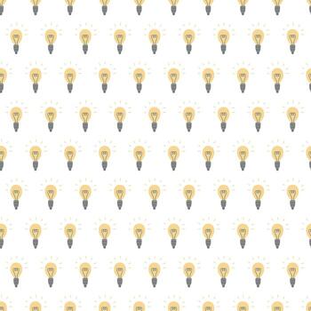 incandescente lámpara o bulbo mano dibujado plano estilo sin costura modelo. espalda a colegio tema. física Ciencias vector