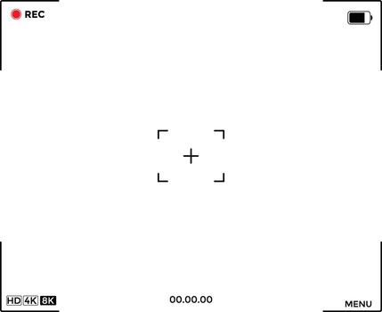 camera viewfinder overlay screen set. recording screen sign. digital display interface. display full hd format vector