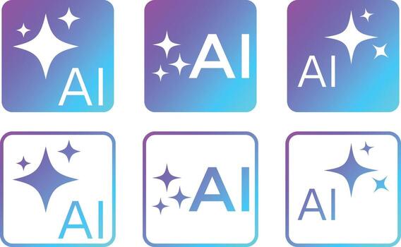 Ai symbol. stars sparkle and square. command prompt to generate ideas. Computer help assistant sign vector