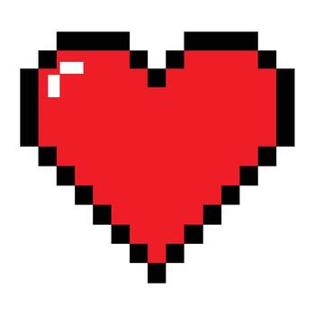 Pixel Heart Life Icon for Game UI vector