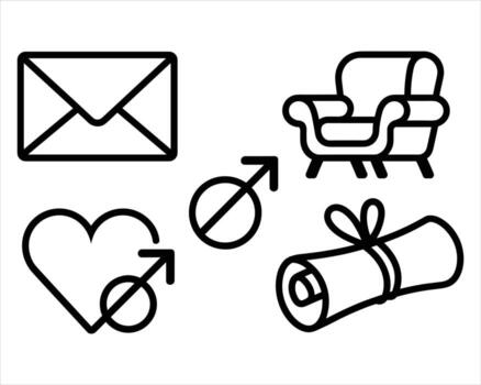 Collection of simple line art icons for web design and user interfaces vector