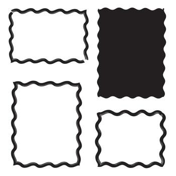 conjunto de mano dibujado ondulado marcos y un negro lleno antecedentes para diseño elementos vector