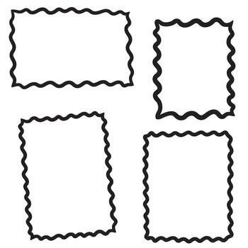 Simple hand drawn wavy frame set in black and white for graphic design elements vector