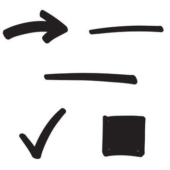 Hand drawn arrow checklist square and line elements on a white background set vector