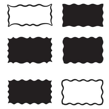 Hand-drawn black and white rectangle frames and shapes for design elements and backgrounds vector