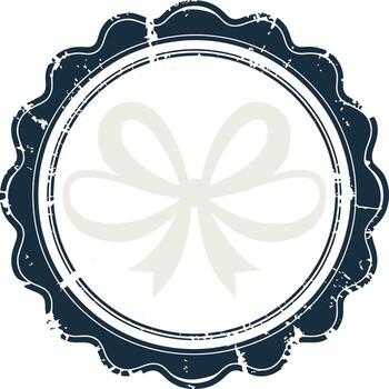 Elegant Ribbon Bow Stamp with Circle Frame on Transparent Background vector