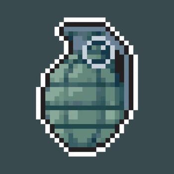 grenade in pixel art style with outline and isolated background vector
