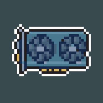 GPU Card sign in pixel art style with outline and isolated background vector