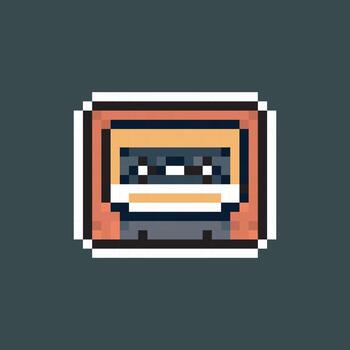 cassette tool in pixel art style with outline and isolated background vector