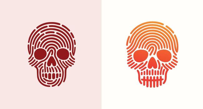colorful skull fingerprint design vector