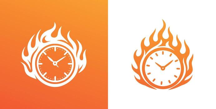 Flaming clock design graphic vector