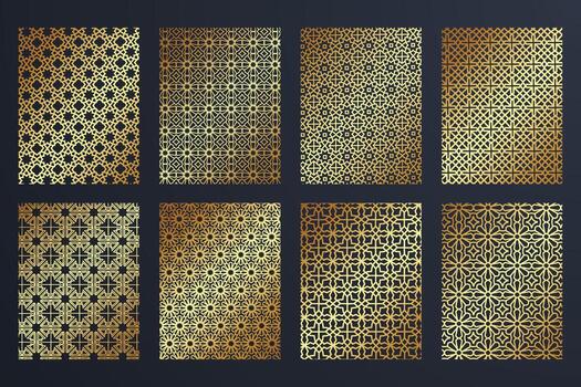 Gold geometric pattern collection vector