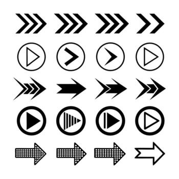 Collection of Various Arrow Icons Showing Direction and Movement for Design and User Interface Applications Presenting Visual Guidance Elements vector