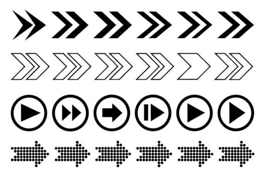 variedad de flecha diseños y direccional íconos para usuario interfaz y gráfico diseño proyectos un versátil conjunto vector