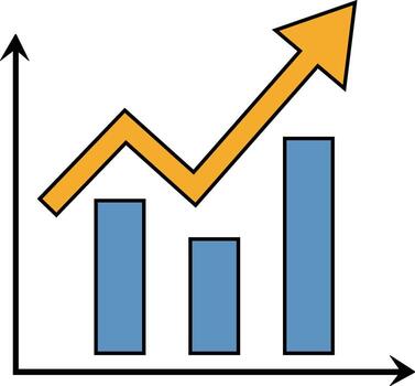 bar grafico ilustración demostración hacia arriba tendencias crecimiento con un flecha indicando positivo Progreso y creciente valores. vector