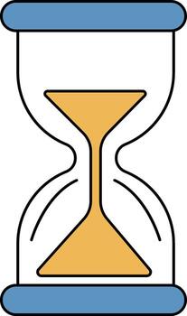 Illustration of an hourglass with sand flowing, symbolizing time passing, deadline, or a countdown. vector