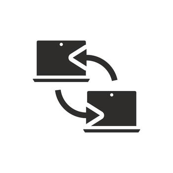 peer to peer computer communication icon, p2p system, tech download piracy, thin line symbol on white background - editable stroke illustration vector