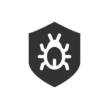 proteger con error icono, malware proteger, la seguridad cibernética, logo antivirus, seguro de virus, proteger ciber ataque, computadora sistema o móvil software seguro, plano ilustración vector