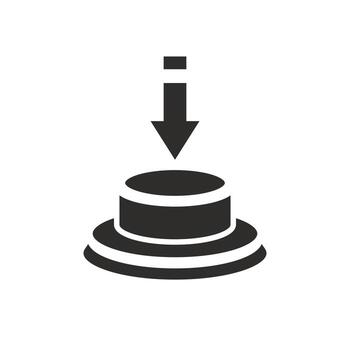 start or launch process icon, push button, arrow pointer for push press, flat symbol on white background - illustration vector