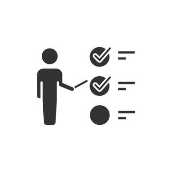 complete project icon, checklist or document, to do list, timeline organization, flat symbol on white background - illustration vector