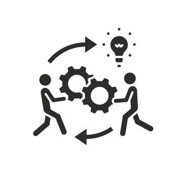 tapply team strategy icon, innovation implemen, automation process, business idea execution, flat symbol on white background - illustration vector
