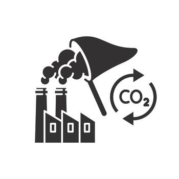 carbon compensate or convert icon, concept decarbonize, capture co2 emission, reduce air pollution, flat symbol on white background - illustration vector
