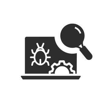 beta testing icon, software help, search tester, programming analysis, online update support, browsing demo test, thin line symbol on white background - editable stroke illustration vector