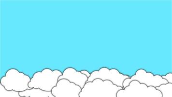 Light blue background animation with moving cloids at the bottom. Cloud animation with light blue background video