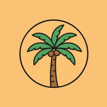 Stylized Palm Tree Icon Within a Circle. vector