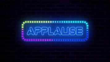 applausi testo animazione con colorato neon telaio, retrò applausi neon cartello ciclo continuo video