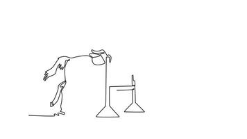 animado yo dibujo masculino ecuestre jinete y caballo son capturado medio salto, representando industria concepto con deporte tema, enfoque en trabajo en equipo de humano y animal. lleno longitud soltero línea animación video