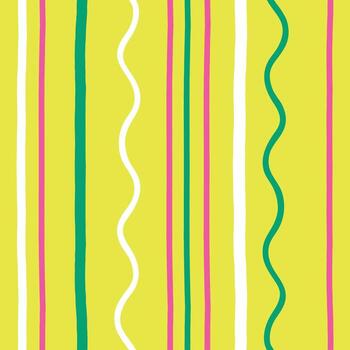 Hand-Drawn Vertical Line Pattern with Colorful Straight and Wavy Lines in Pink, Green and White vector