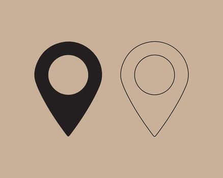 dos ubicación punteros uno sólido uno contorno en bronceado antecedentes vector